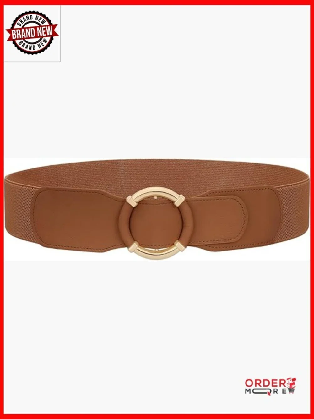 Vintage Stretchy Elastic Wide Waist Belt with Circle Buckle for Dresses